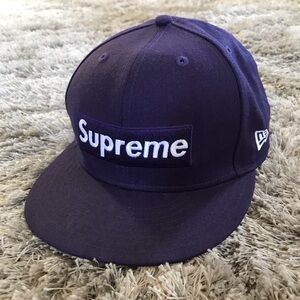 Supreme New Era Purple Box Logo fitted hat. 7.5